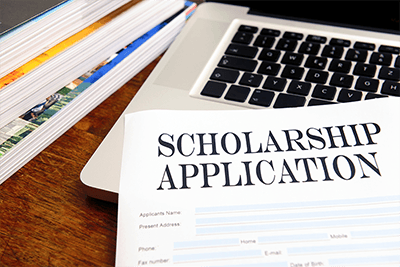 Scholarship application and laptop