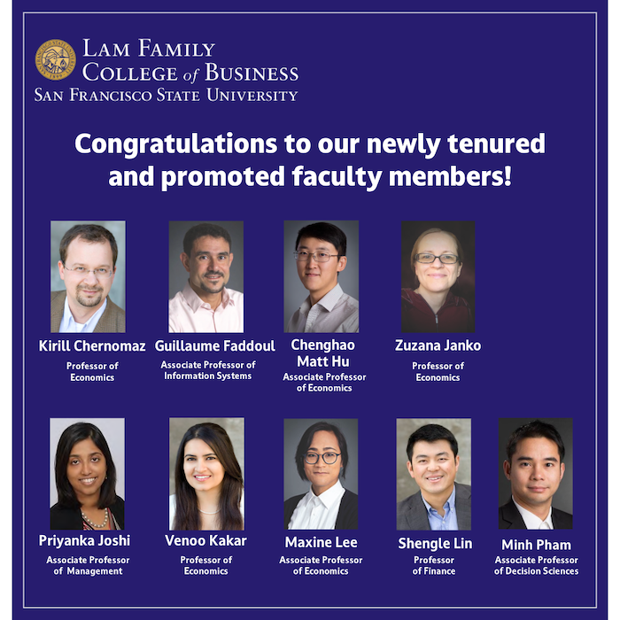 Headshot of 2024 SF State Lam Family College of Business promoted faculty